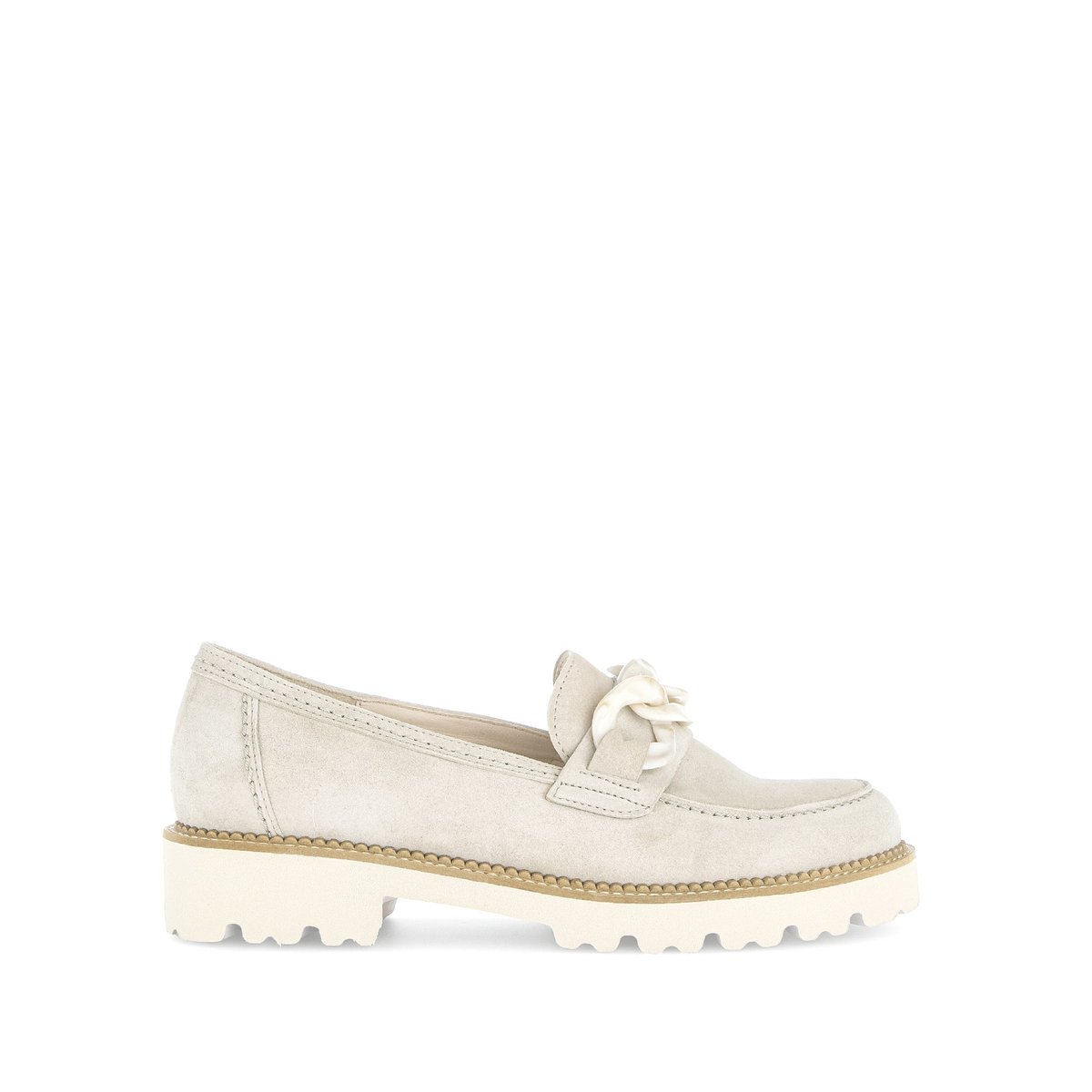 Mocassins en cuir velours à talon décroché lin velours, GABOR