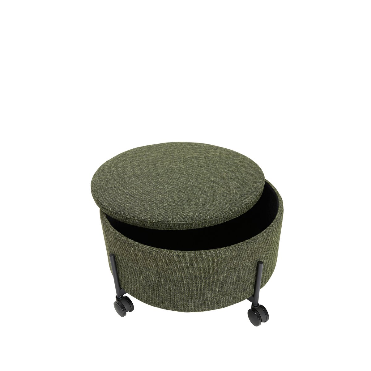 Pouf en acrylique, polyester et acier CONTAIN. vert, HUBSCH