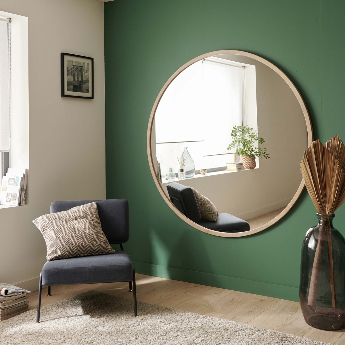 Miroir XXL rond en chêne FAB chêne, MOB IN
