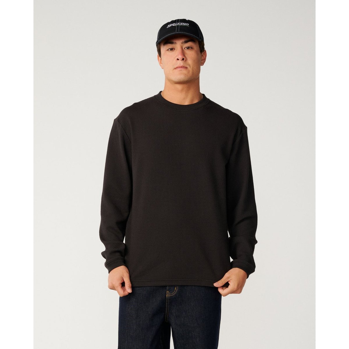T-shirt Loose à manches longues PREMIUM SURF WAFFLE washed black, RIP CURL