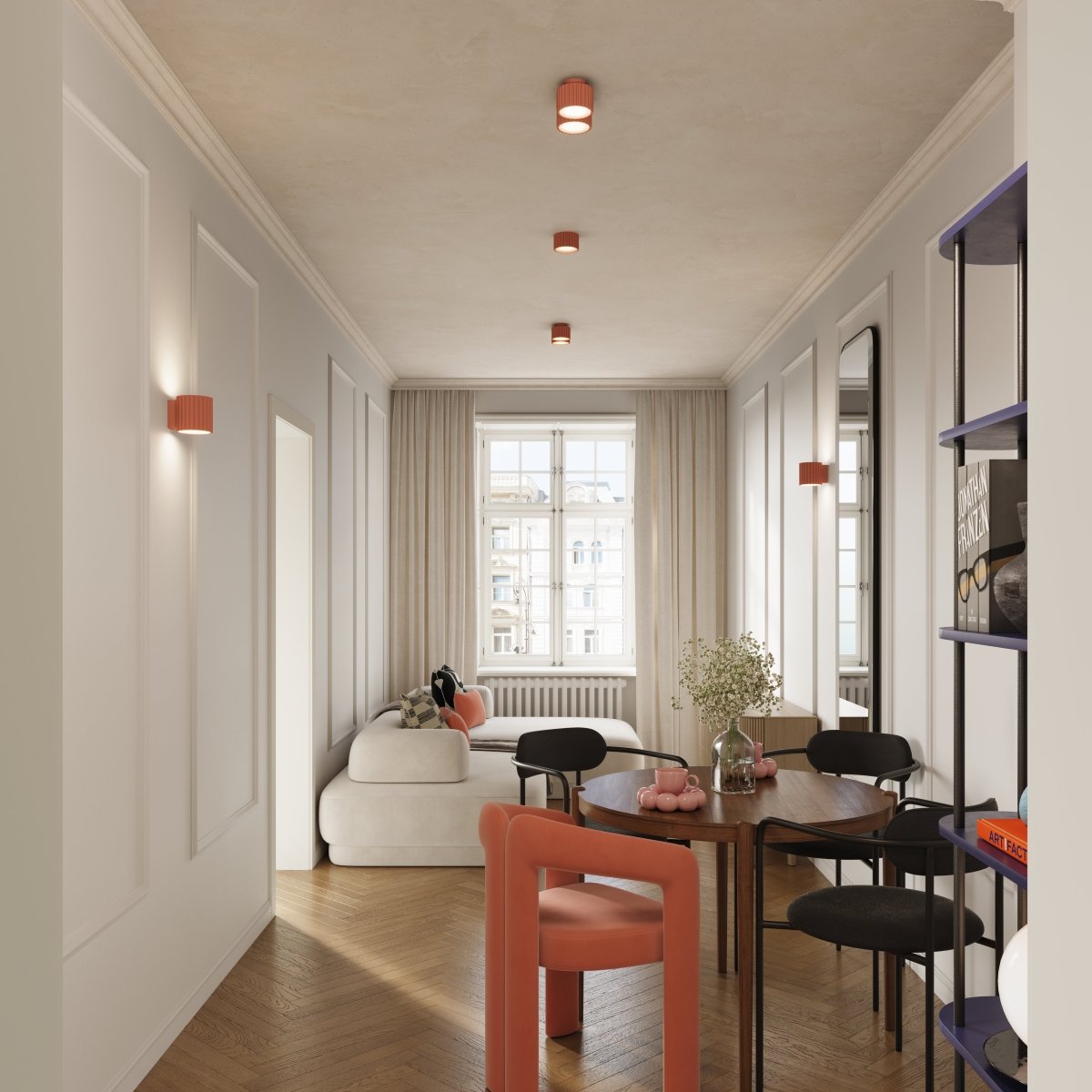 Plafonnier Aluminium Pêche Gx53 1 Aura rose, EDEN