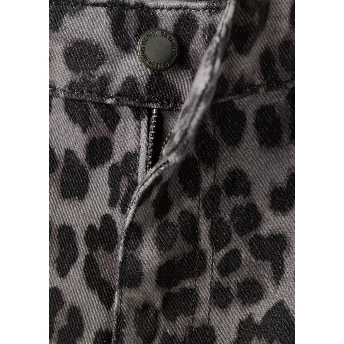 Jean droit léopard gris denim, MANGO