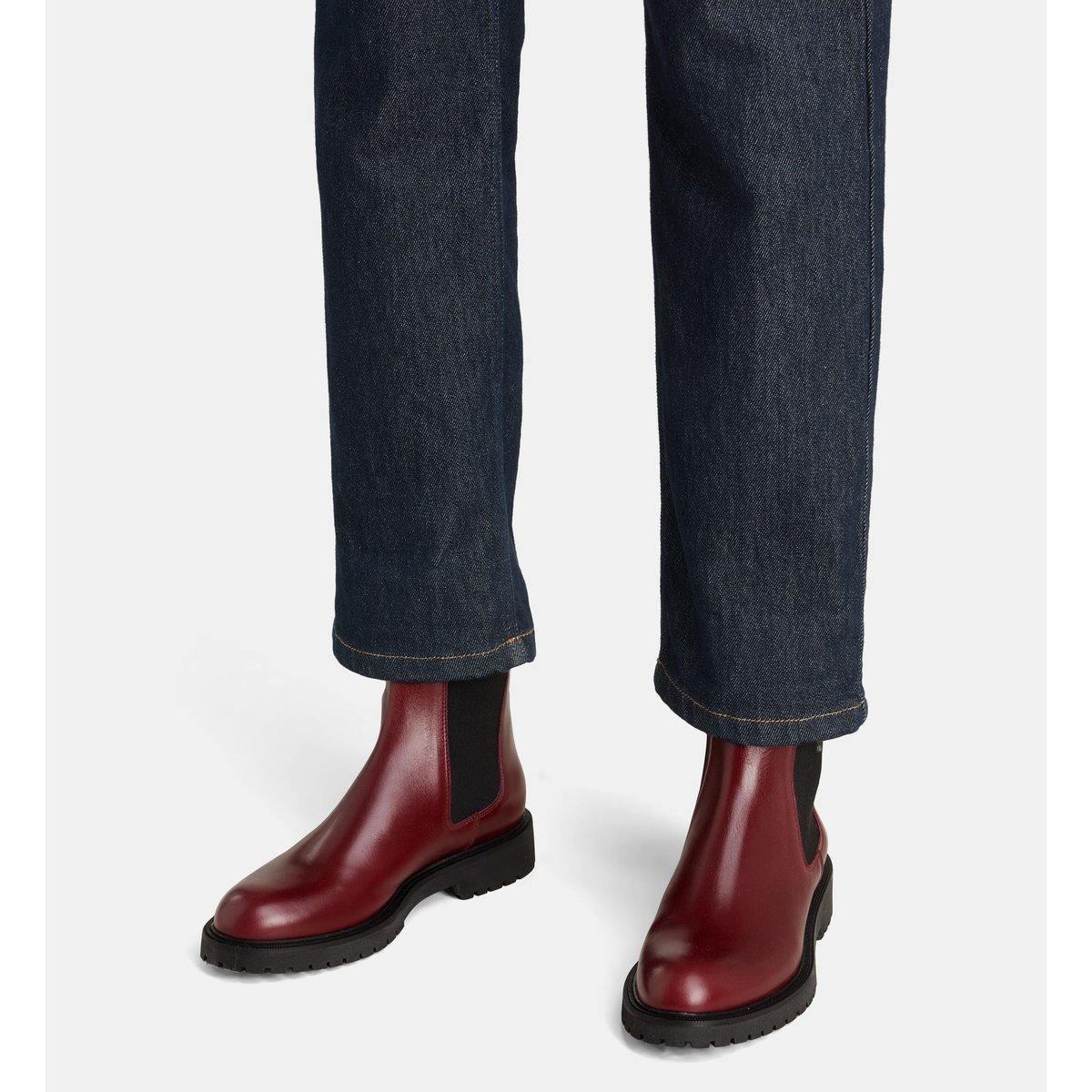 Boots chelsea plates arielle cuir bordeaux, GALERIES LAFAYETTE