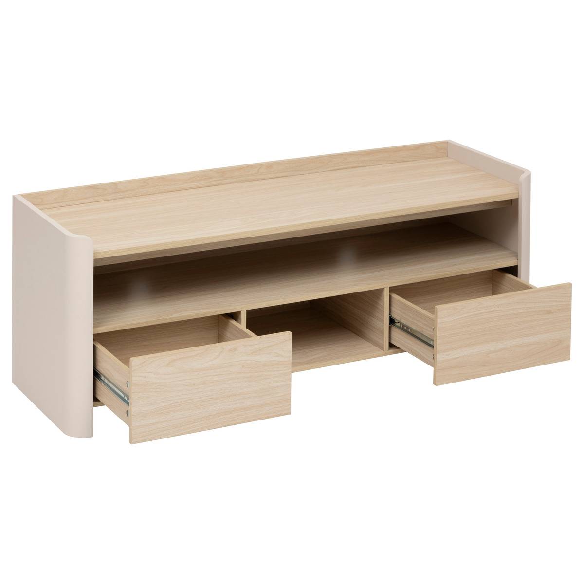 Meuble TV 2 niches et 2 tiroirs ROUNDY ivoire, 5FIVE SIMPLY SMART