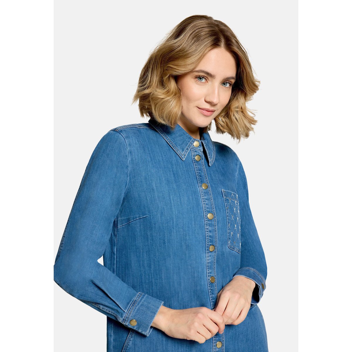 Robe-chemisier à patte de boutonnage bleu, BETTY BARCLAY