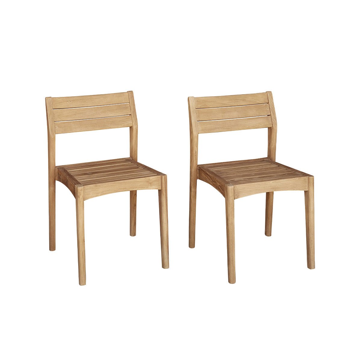 Lot de 2 chaises de jardin en teck massif HORTENSE naturel, BERAH GETAH