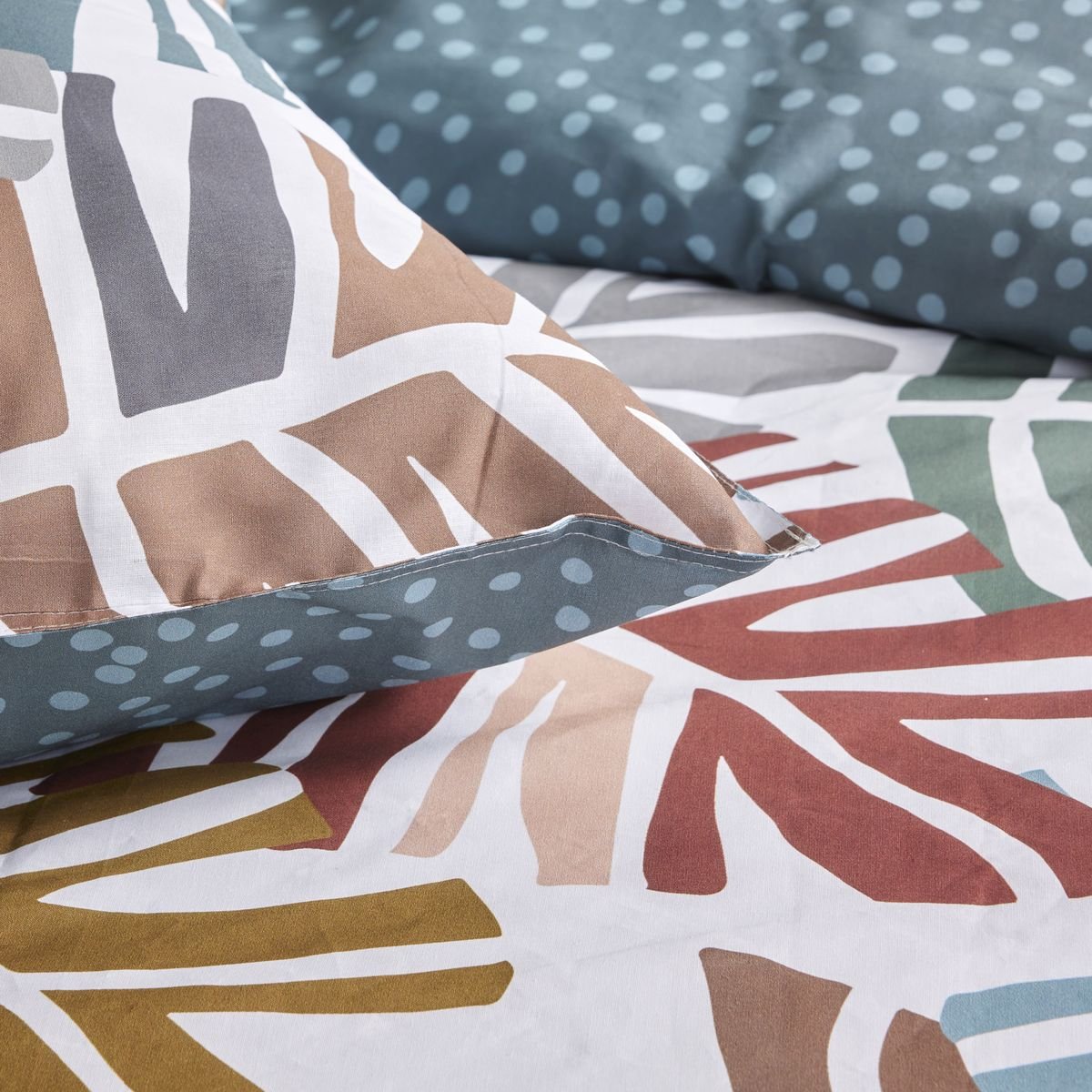 Parure de lit imprimé Jungle coton SUNSHINE MONY blanc, TODAY