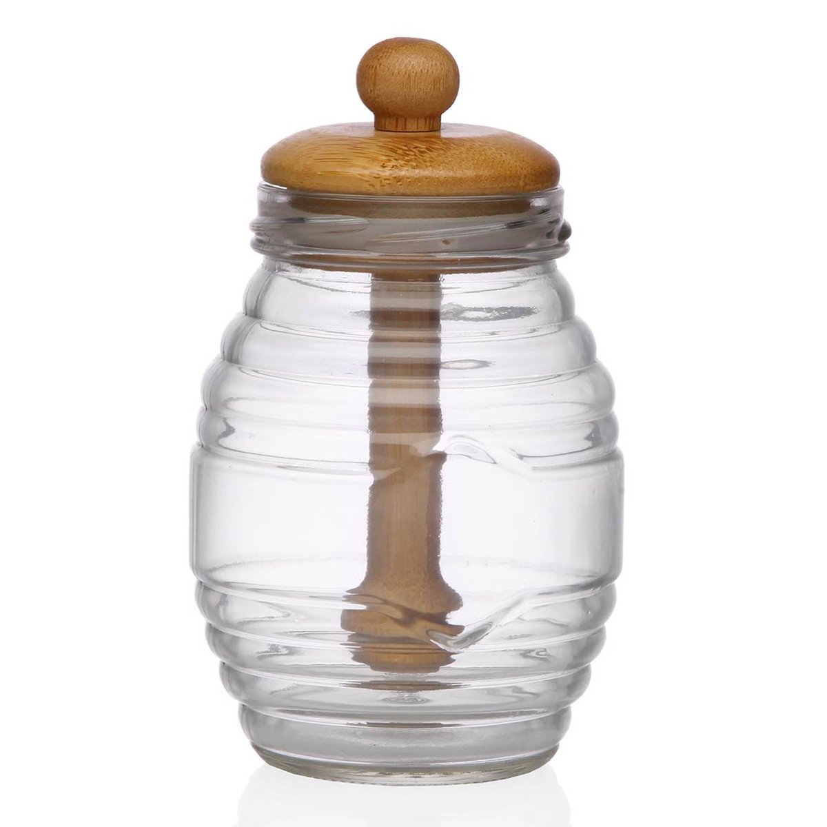 Pot à miel verre et bambou 8.3x8.3x14.2cm transparent, VERSA