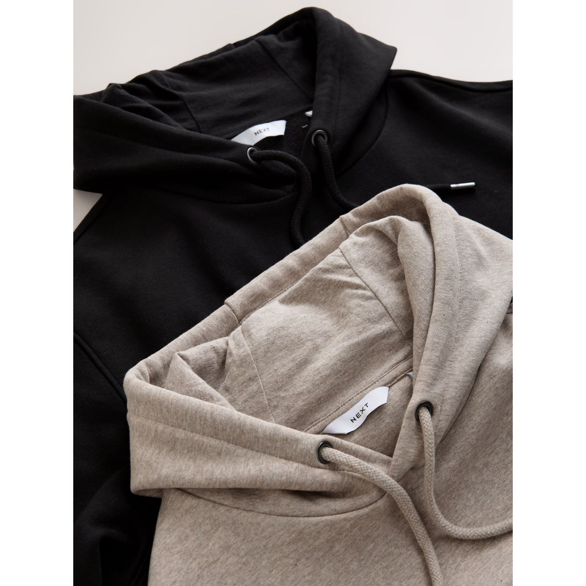 Sweat à capuche en jersey de coton, lot 2 noir/naturel, NEXT