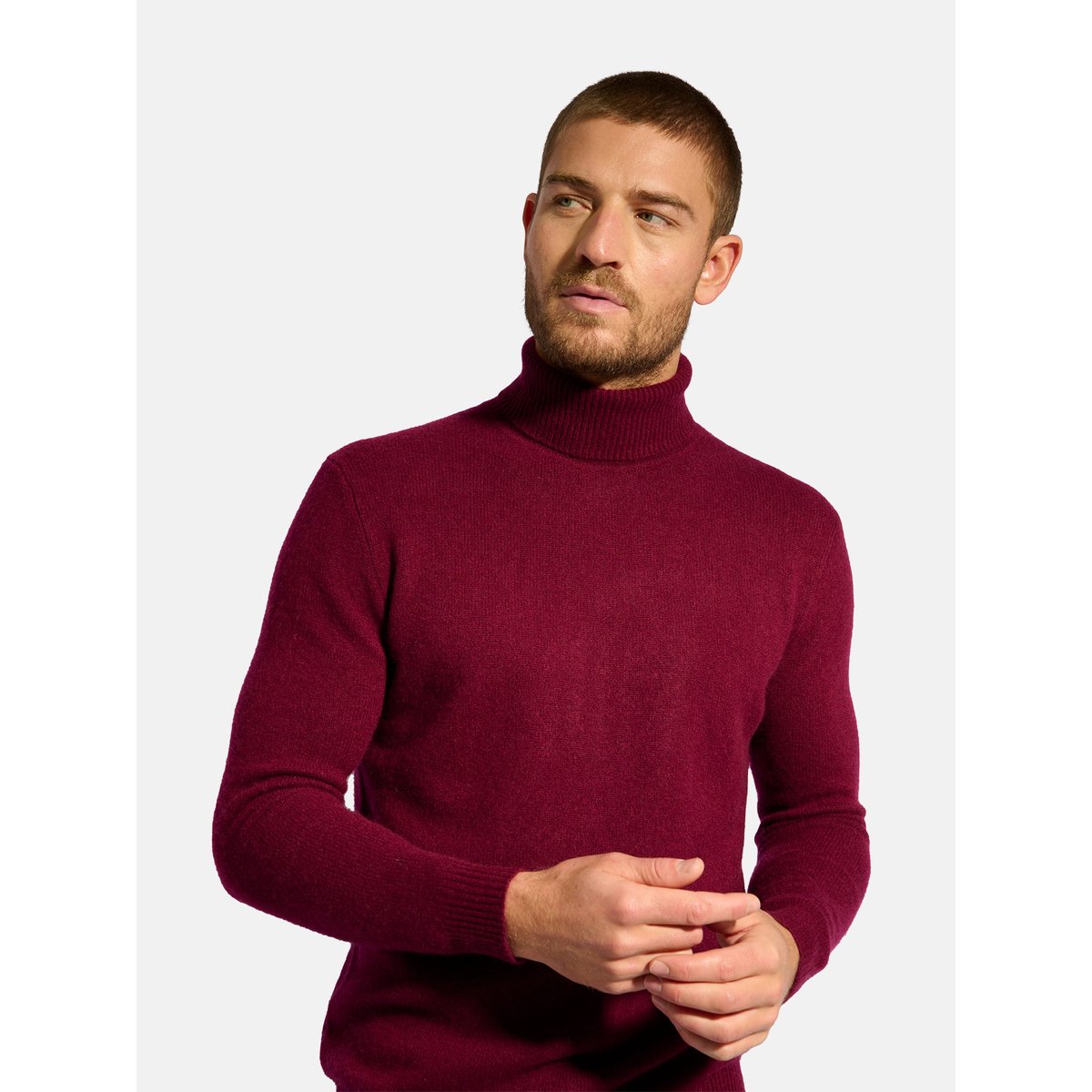 Pull Col Roulé 4 Fils Bordeaux Sacha bordeaux, JUST CASHMERE