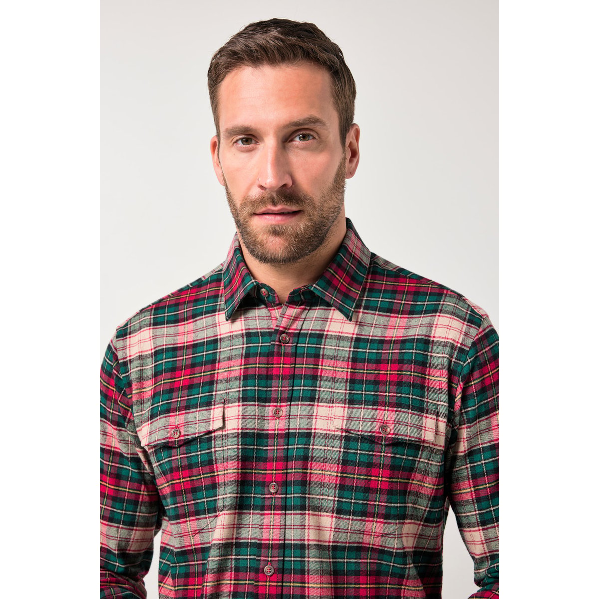 Chemise en flanelle à carreaux rouge vin, JP1880