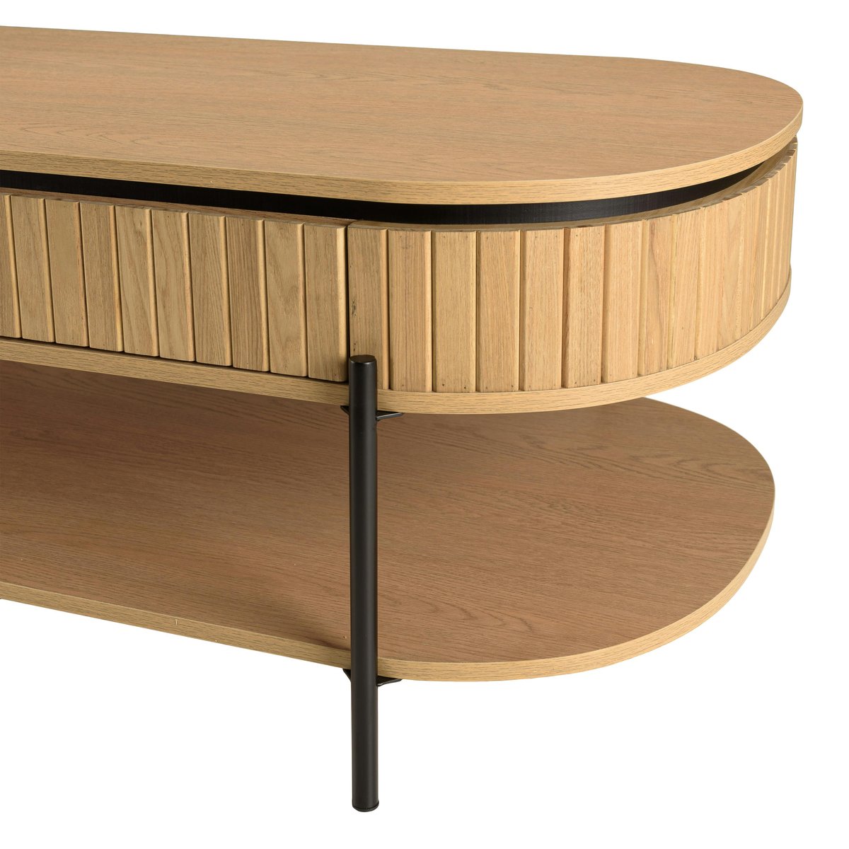 Table basse pin 2 plateaux bords arrondis ALMEIRA bois naturel, PIER IMPORT