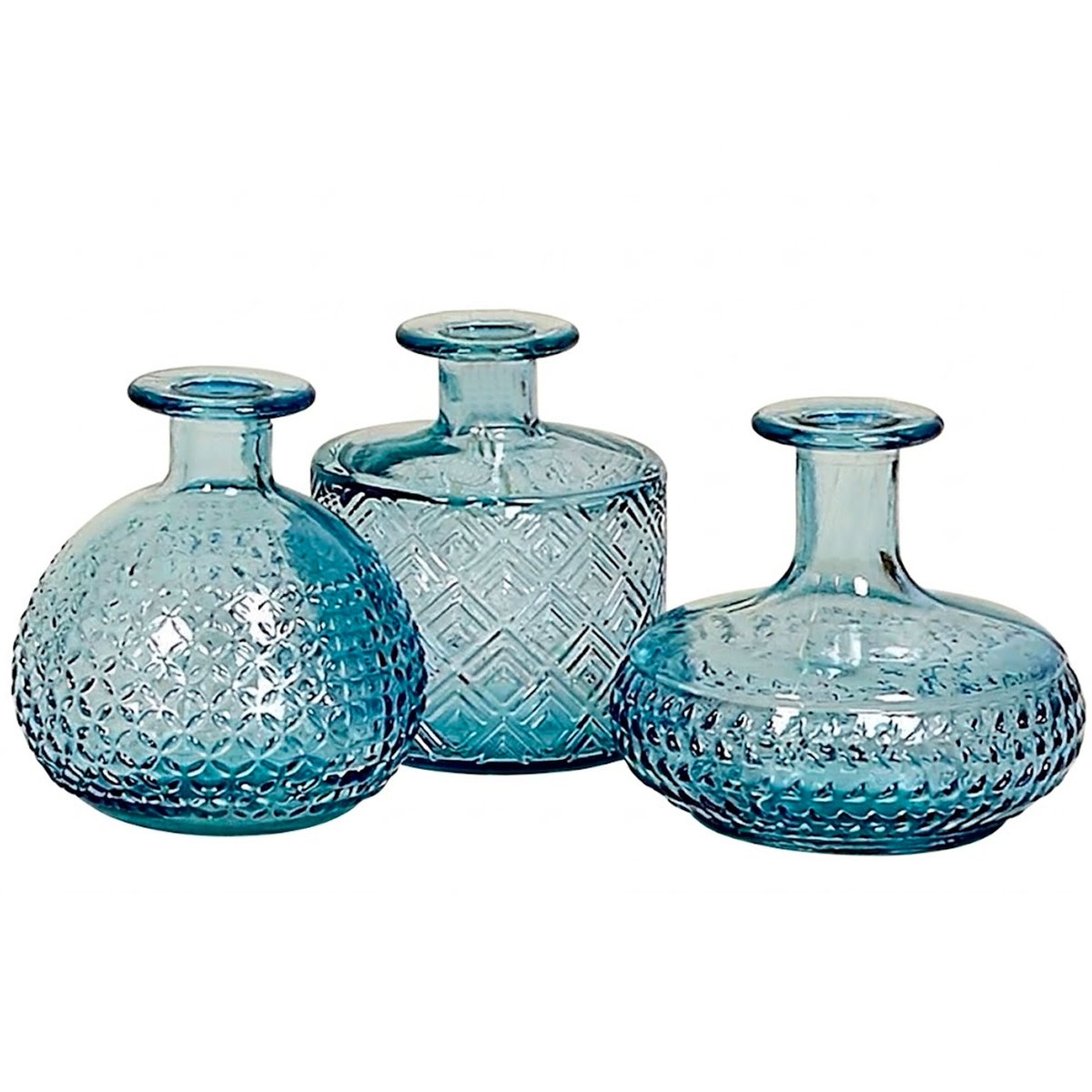 Set de 3 vases en verre bleu 12cm bleu, WADIGA