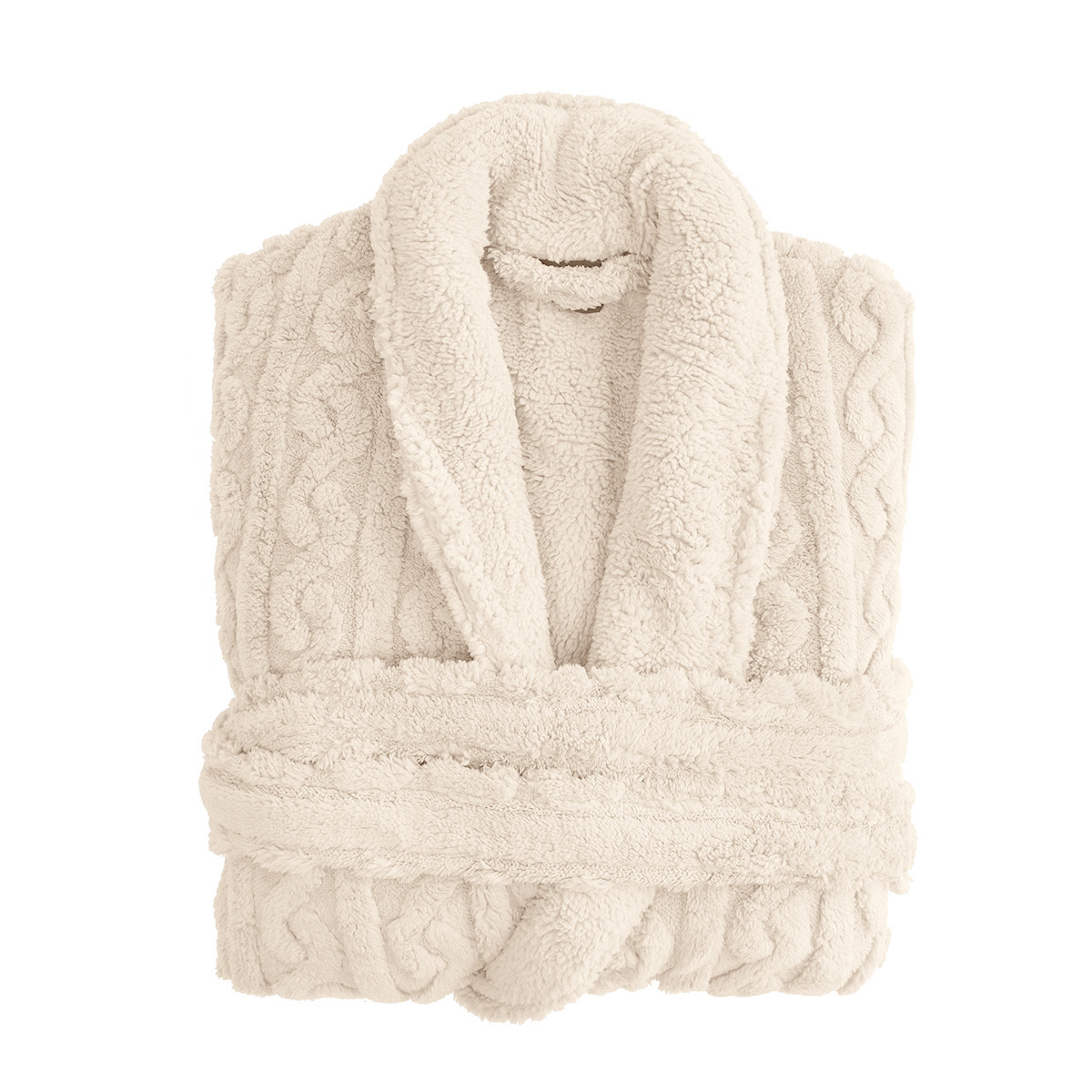 Peignoir polaire mixte doux et chaux WARM WOOL ecru, SENSEI MAISON
