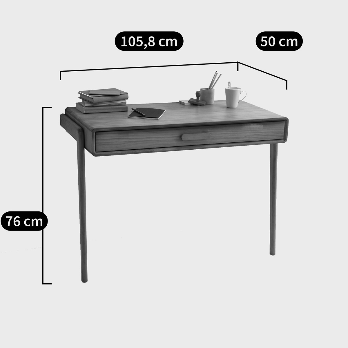 Bureau console, vintage, Colas bois foncé chêne, LA REDOUTE INTERIEURS