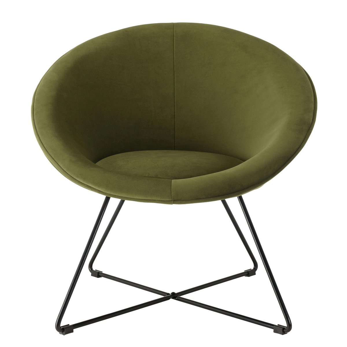 Fauteuil de salon rond velours vert olive TIM vert, PIER IMPORT