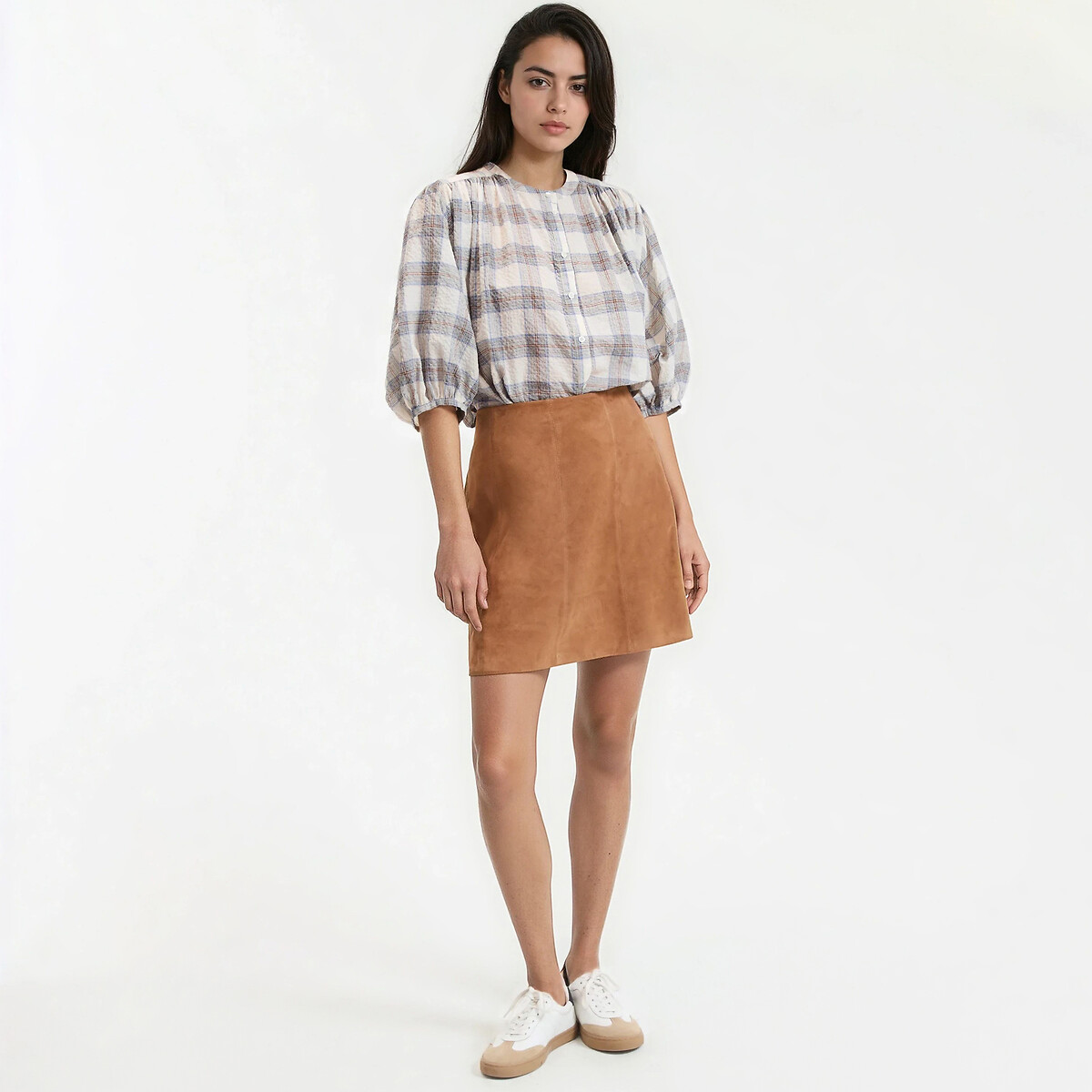 Suede Full Mini Skirt camel brown, LA REDOUTE COLLECTIONS