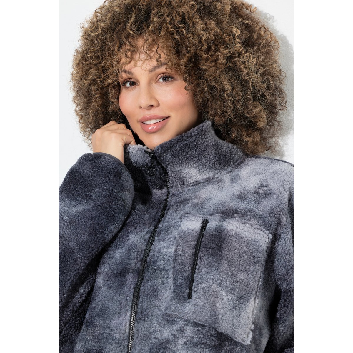 Veste polaire très douce à col montant gris graphite, ULLA POPKEN