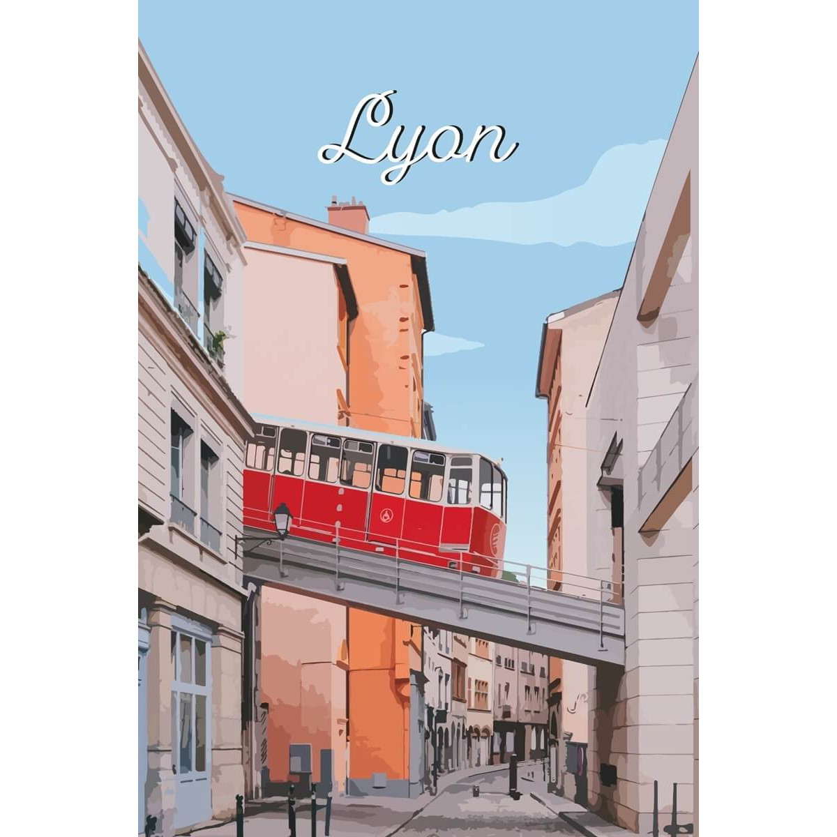Tableau Mural Illustration Funiculaire De Lyon ILLUSTRATION tableaux sur toile-bleu, CEANOTHE