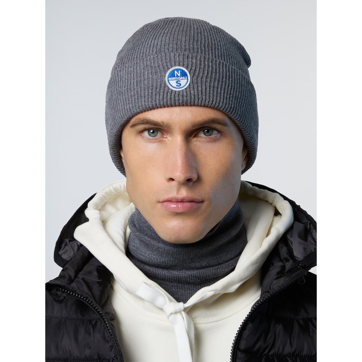 Bonnet en tricot micro-côtelé gris moyen, NORTH SAILS