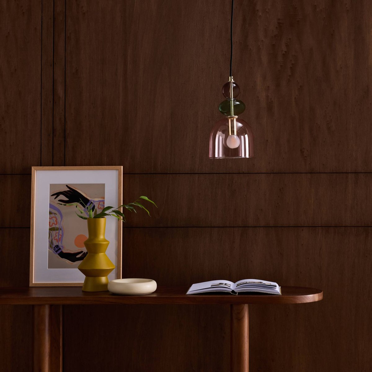 Suspension intérieur verre Ø15cm NEXO rose, SWEEEK
