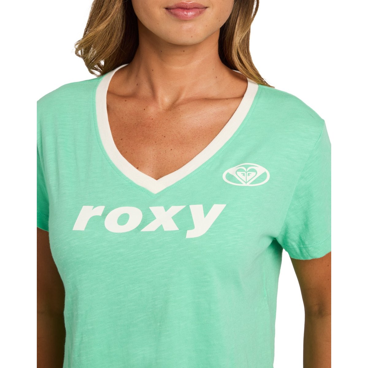 T-Shirt, manches courtes, col rond, Floral. vert katydid, ROXY