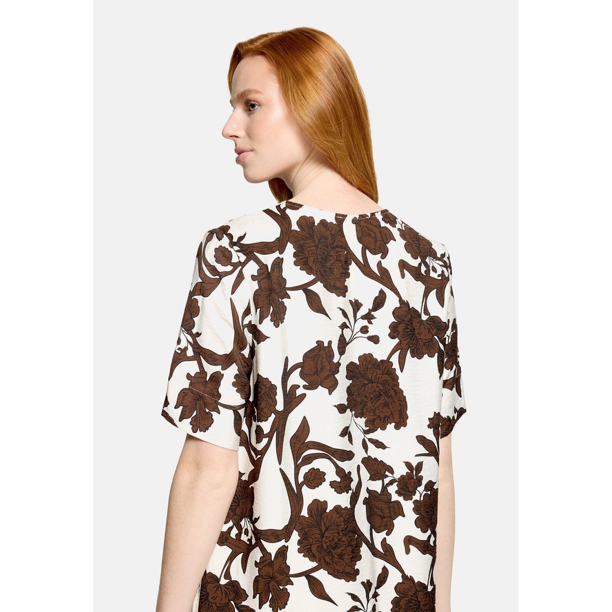 Robe longueur midi à volant blanc/marron, CARTOON
