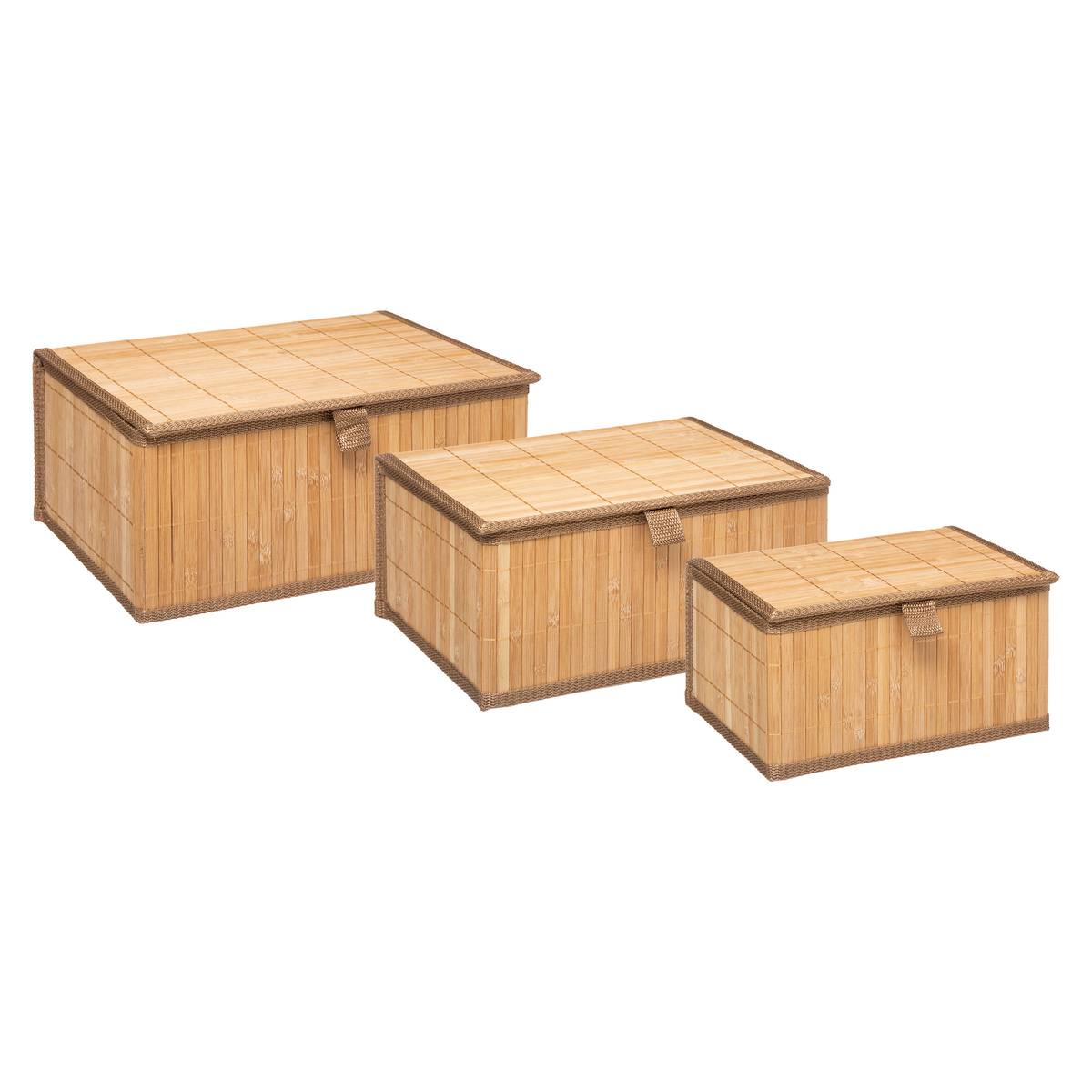 Lot de 3 boîtes de rangement en bambou beige, 5FIVE SIMPLY SMART