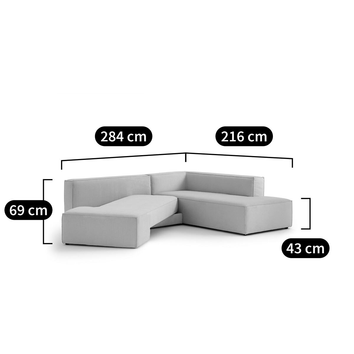 Canapé d'angle gauche ou droit, convertible, en velours texturé, Ginosa kaki, LA REDOUTE INTERIEURS