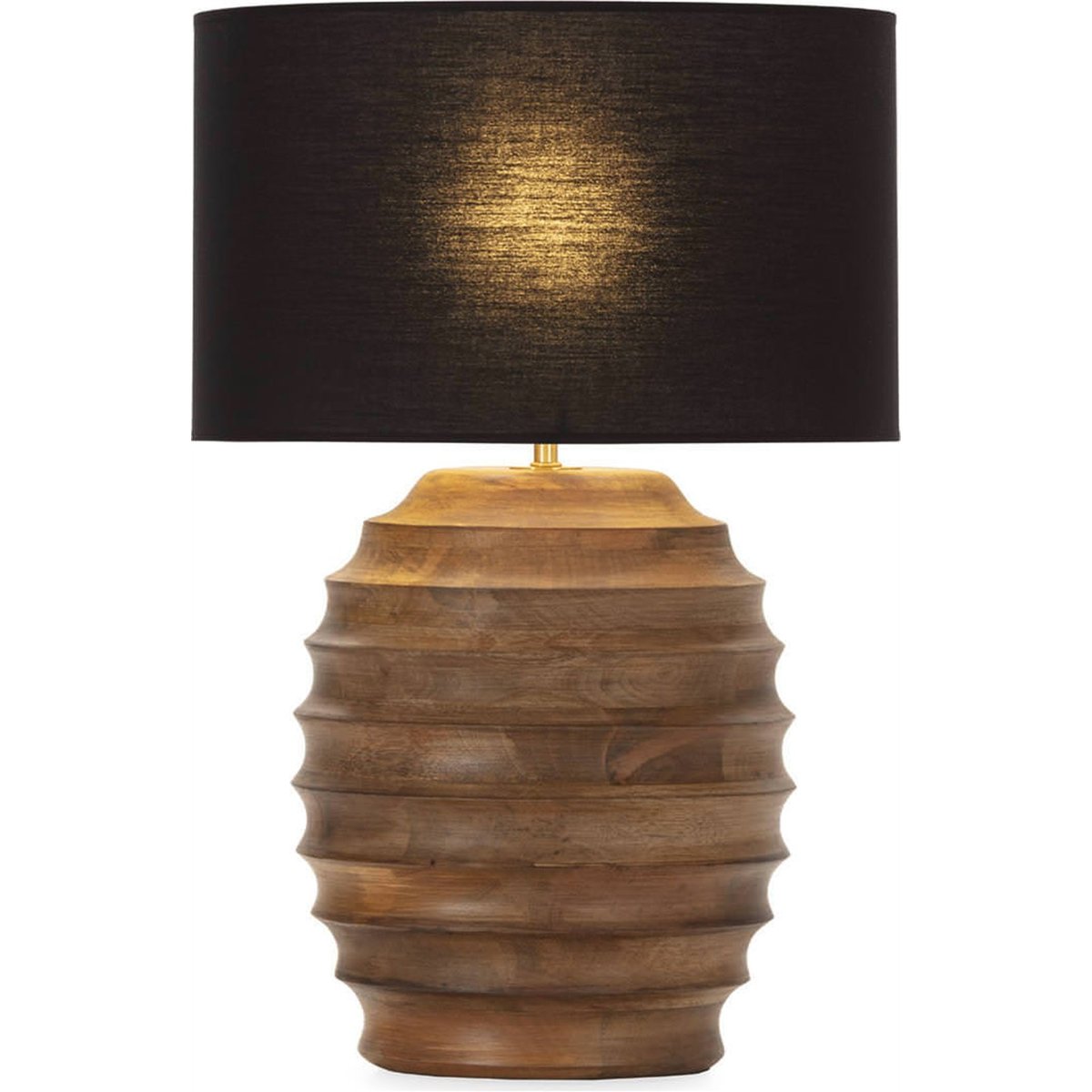 Lampe à poser en bois de manguier noyer, doré et noir, RECOLLECTION