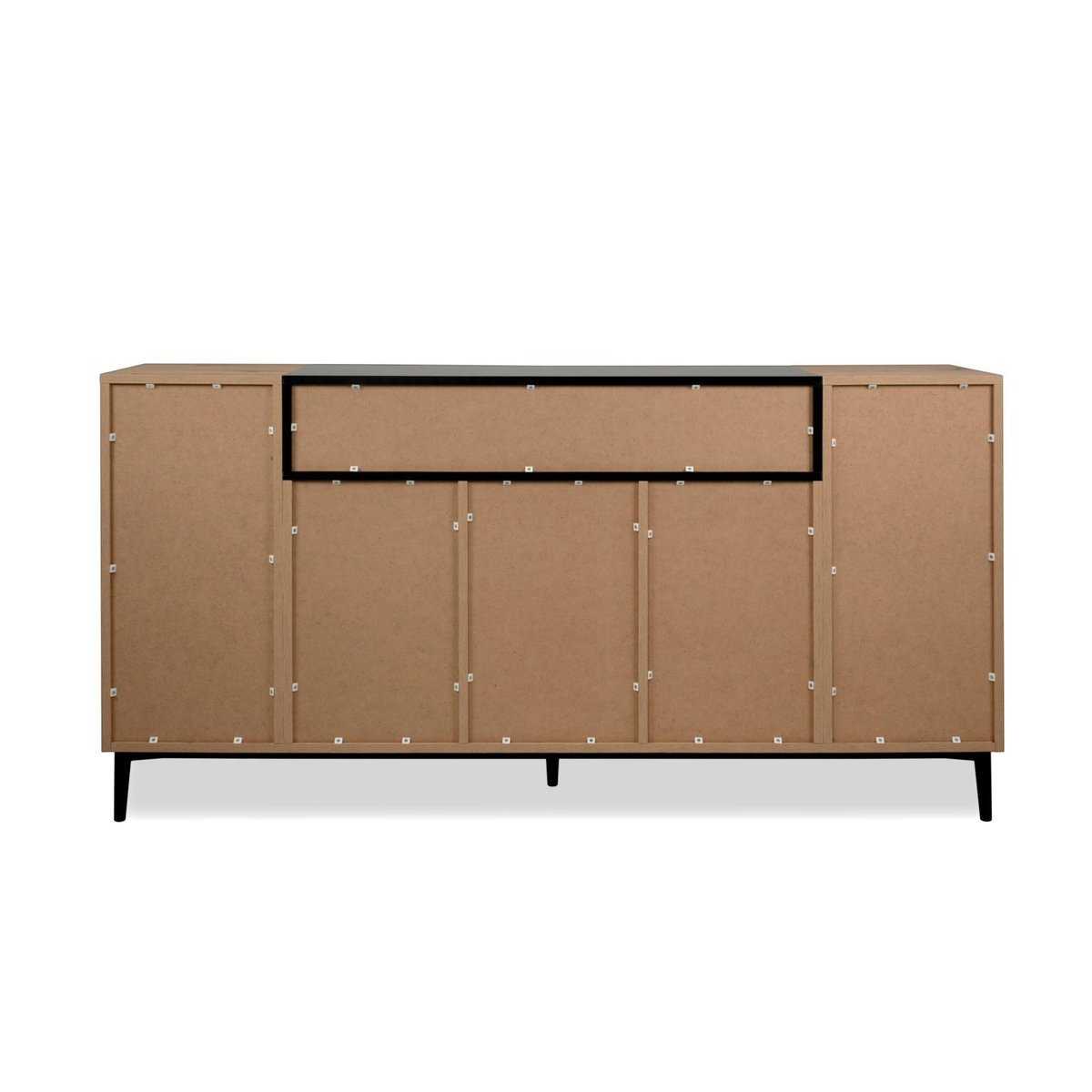 Buffet moderne 5 portes 1 tiroir décor bois et noir ALVA bois naturel, PIER IMPORT
