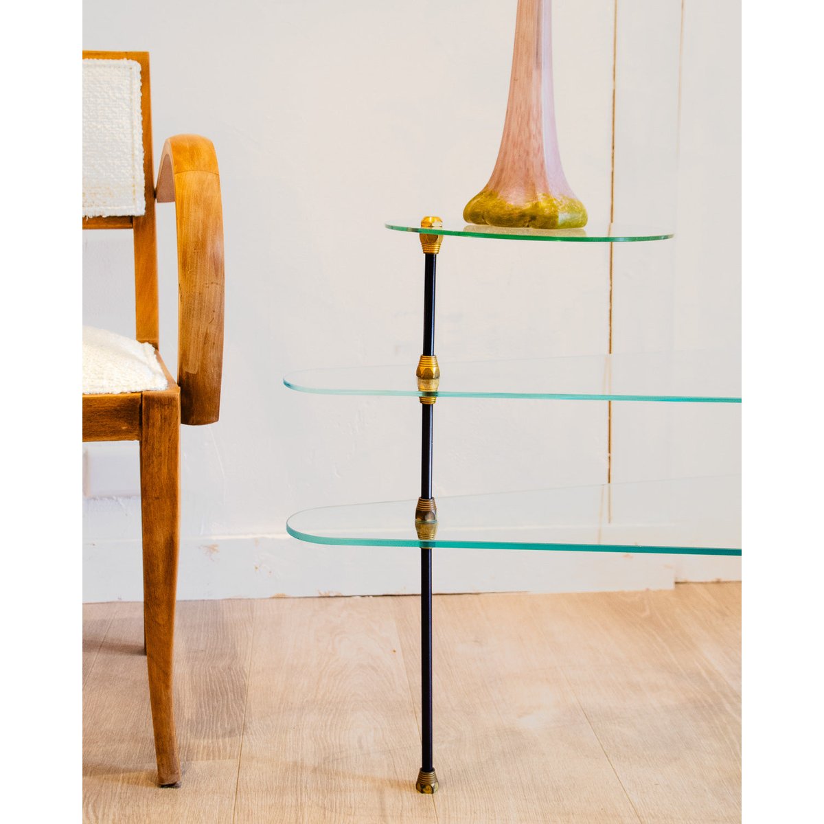 Étagère modulable en verre et métal Isabelle N°291 - Bon état noir, DEBONGOUT