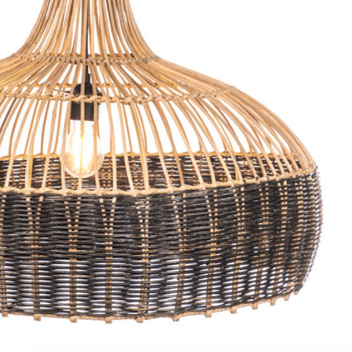 Grande suspension en rotin GAELLE naturel et noir, HYDILE