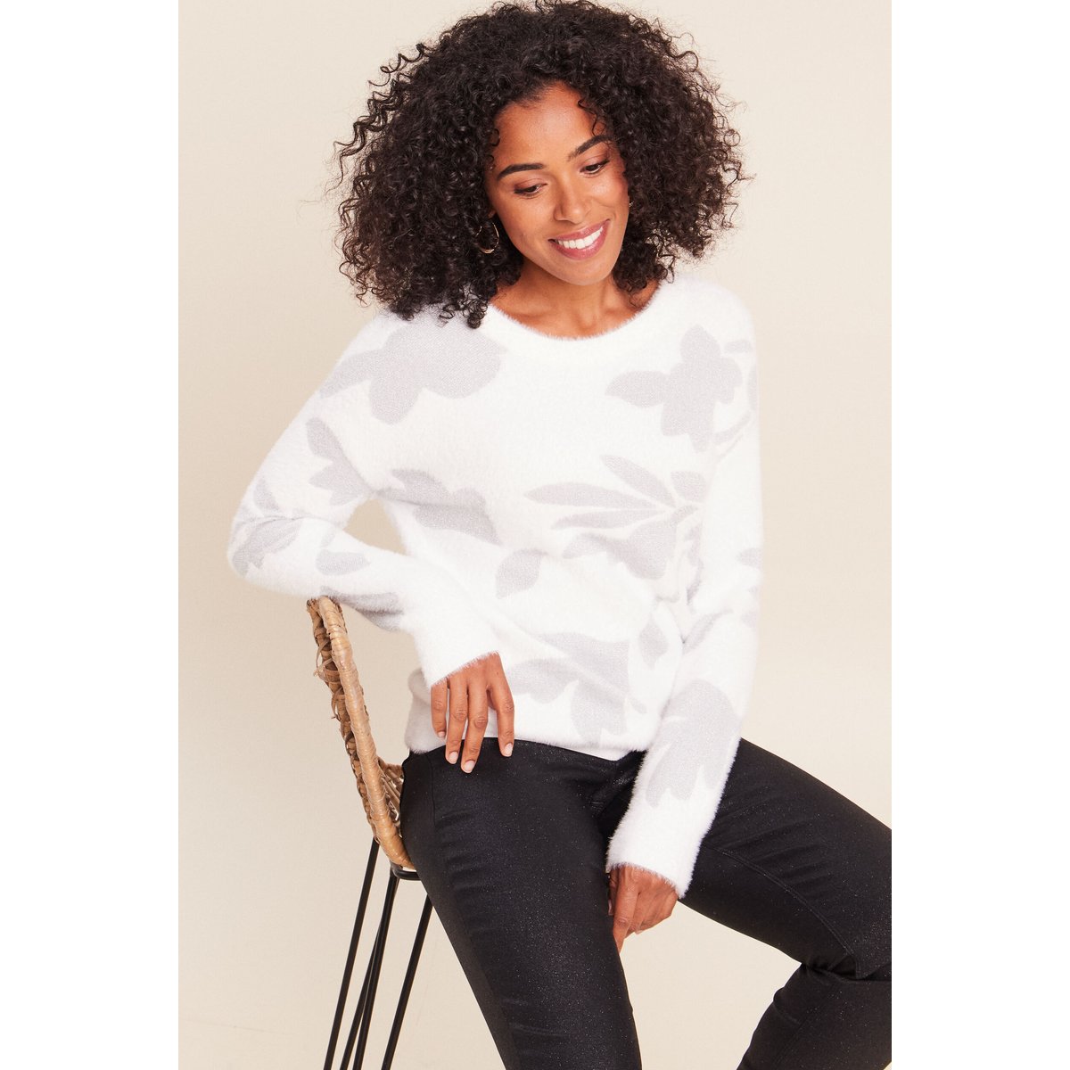 Pull col rond manches longues couleur argent, BREAL