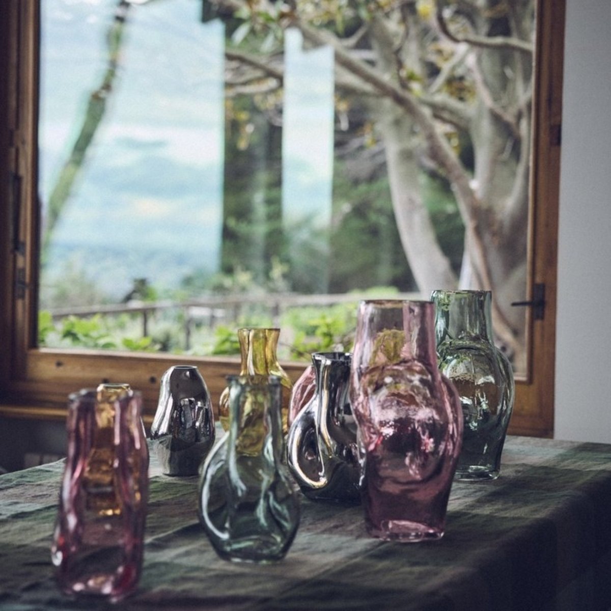 Vase design organique verre Gleam rose, HKLIVING