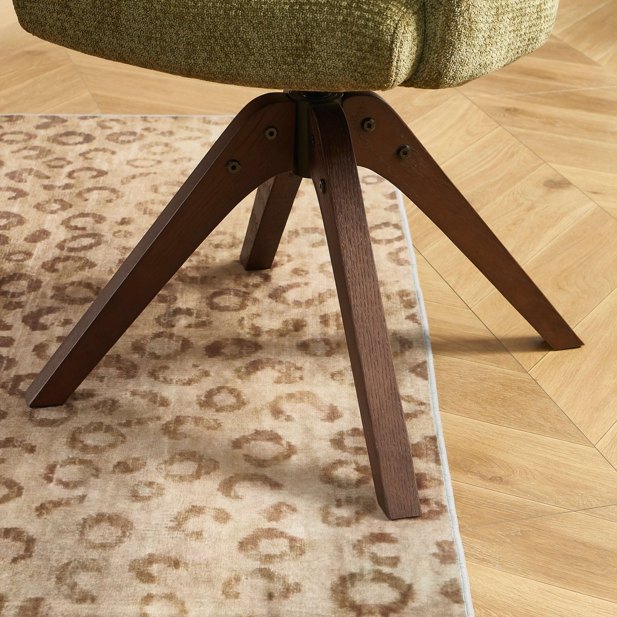 Fauteuil de table en tissu chenille PAOLA vert, SORELH
