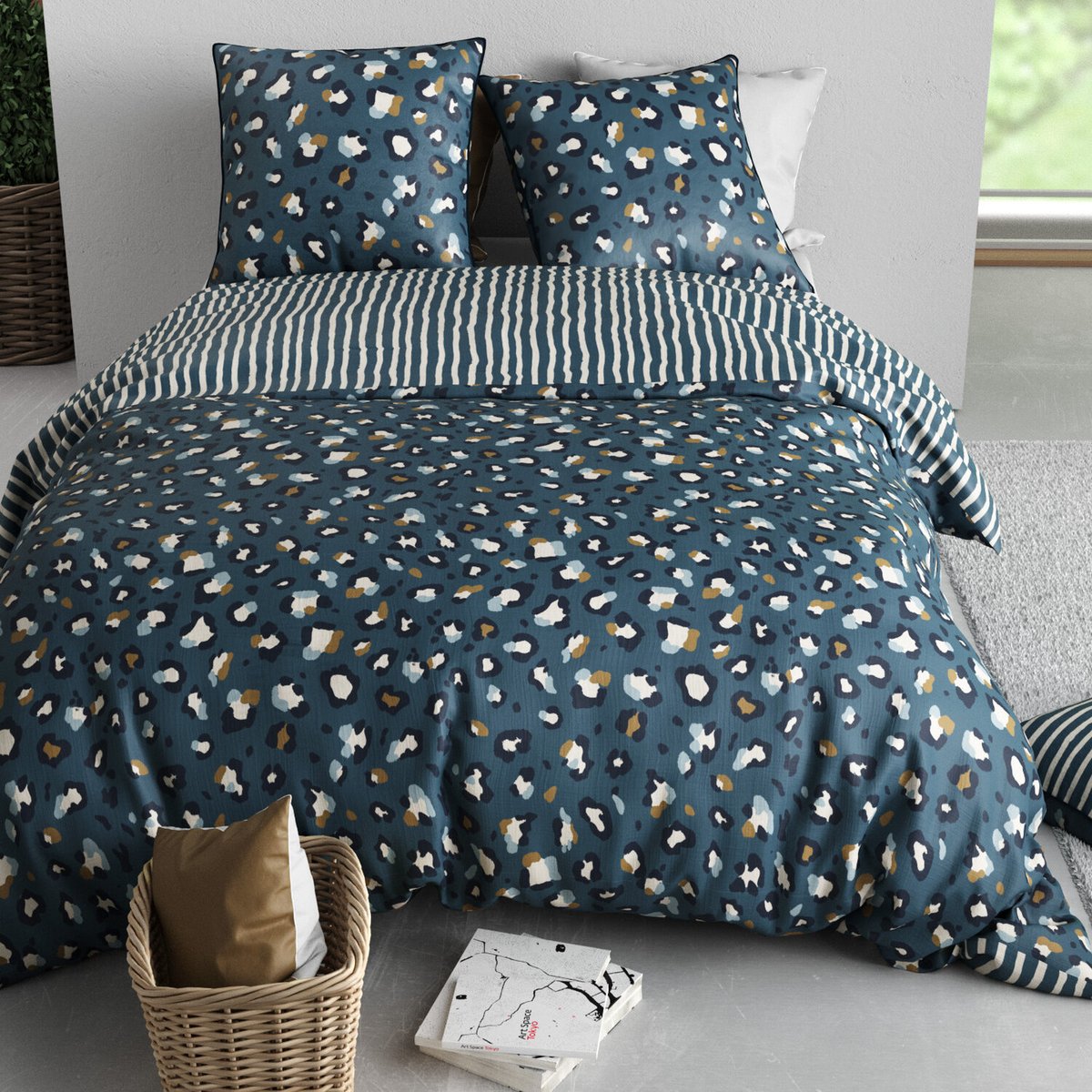 Parure housse de couette en coton imprimée, Milou blanc, C DESIGN HOME TEXTILE