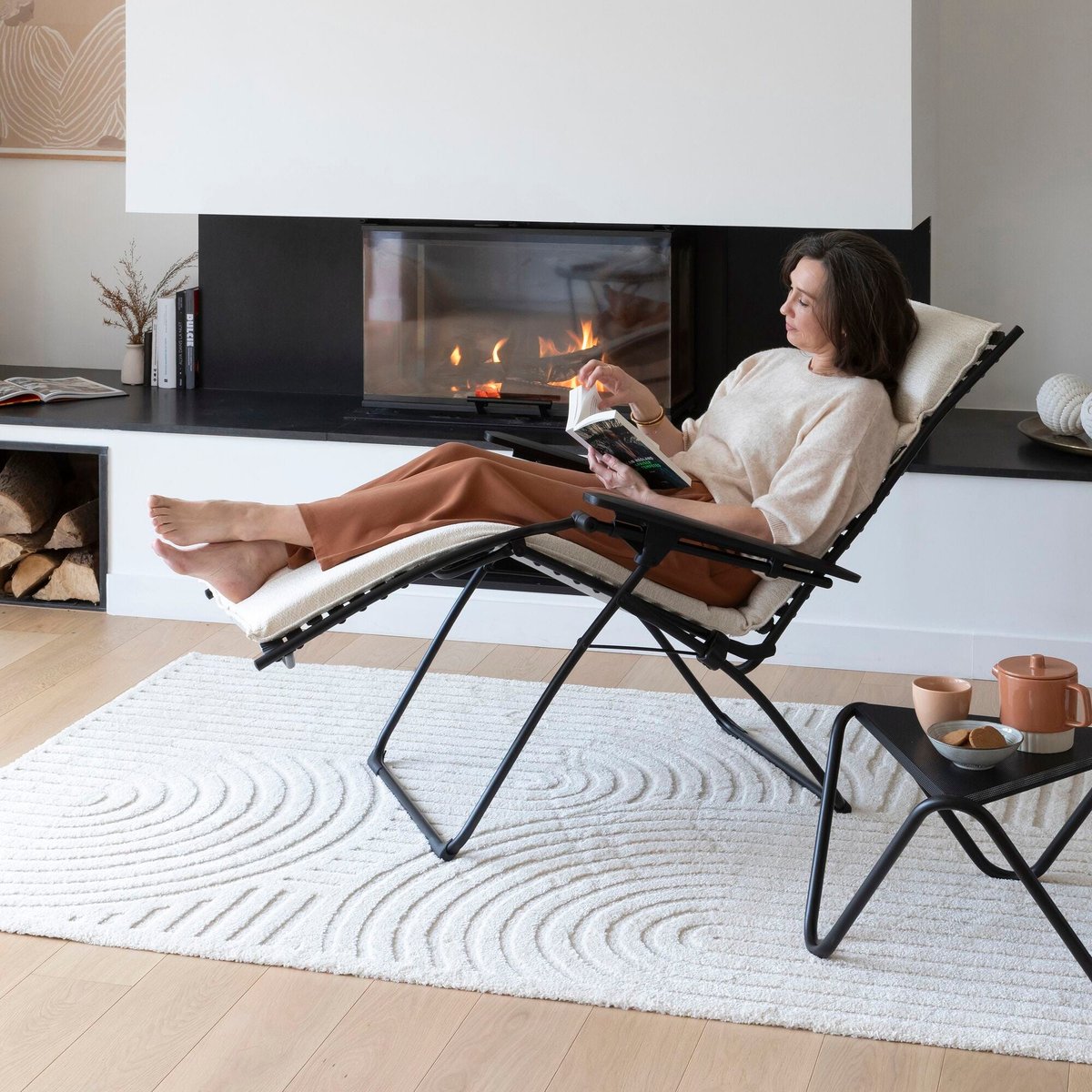 Fauteuil relax matelassé 0 gravité - BAYANNE creme, LAFUMA MOBILIER