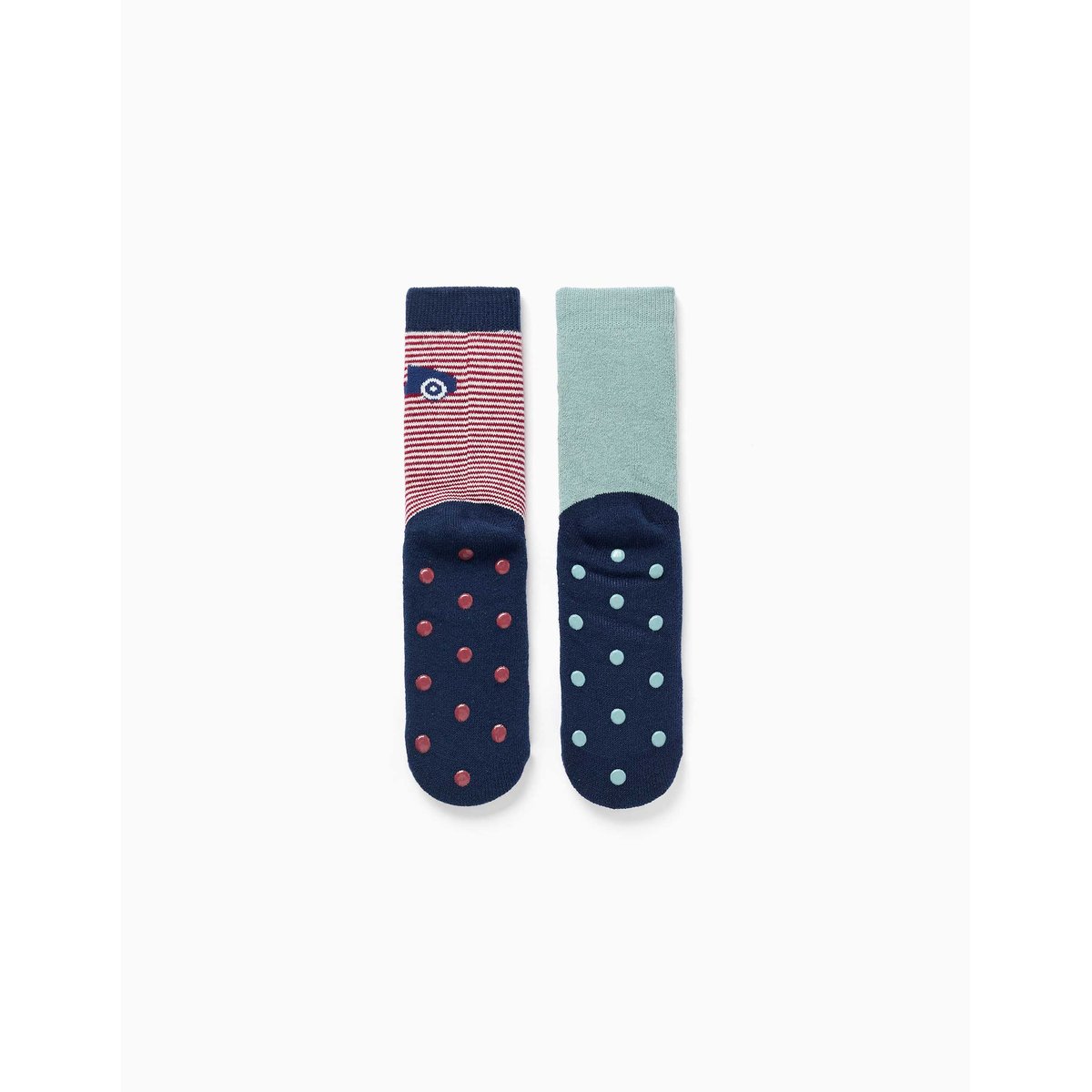 2 chaussettes en éponge antidérapantes avec motif voiture multicolore, ZIPPY