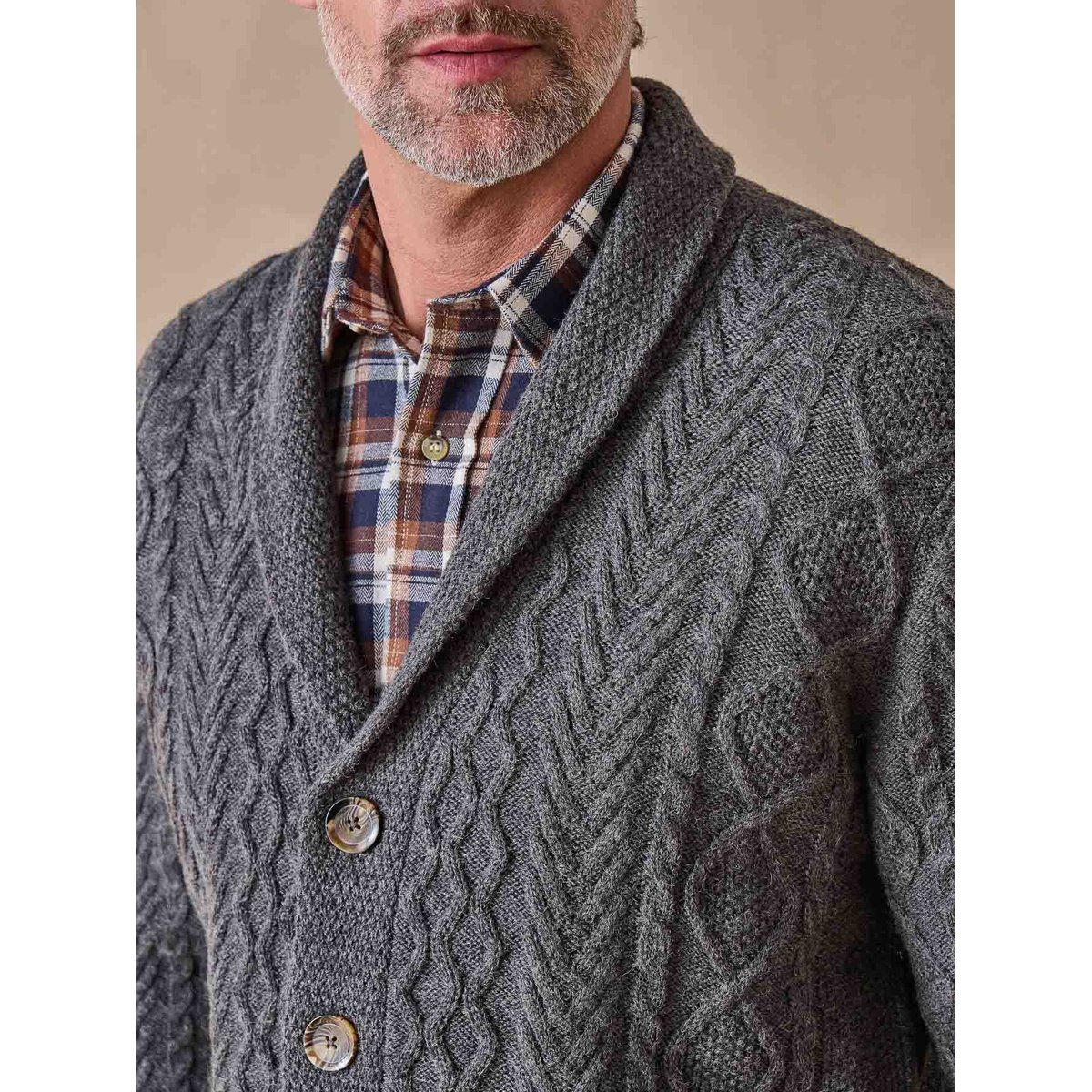 Gilet torsadé avec laine gris, DAXON