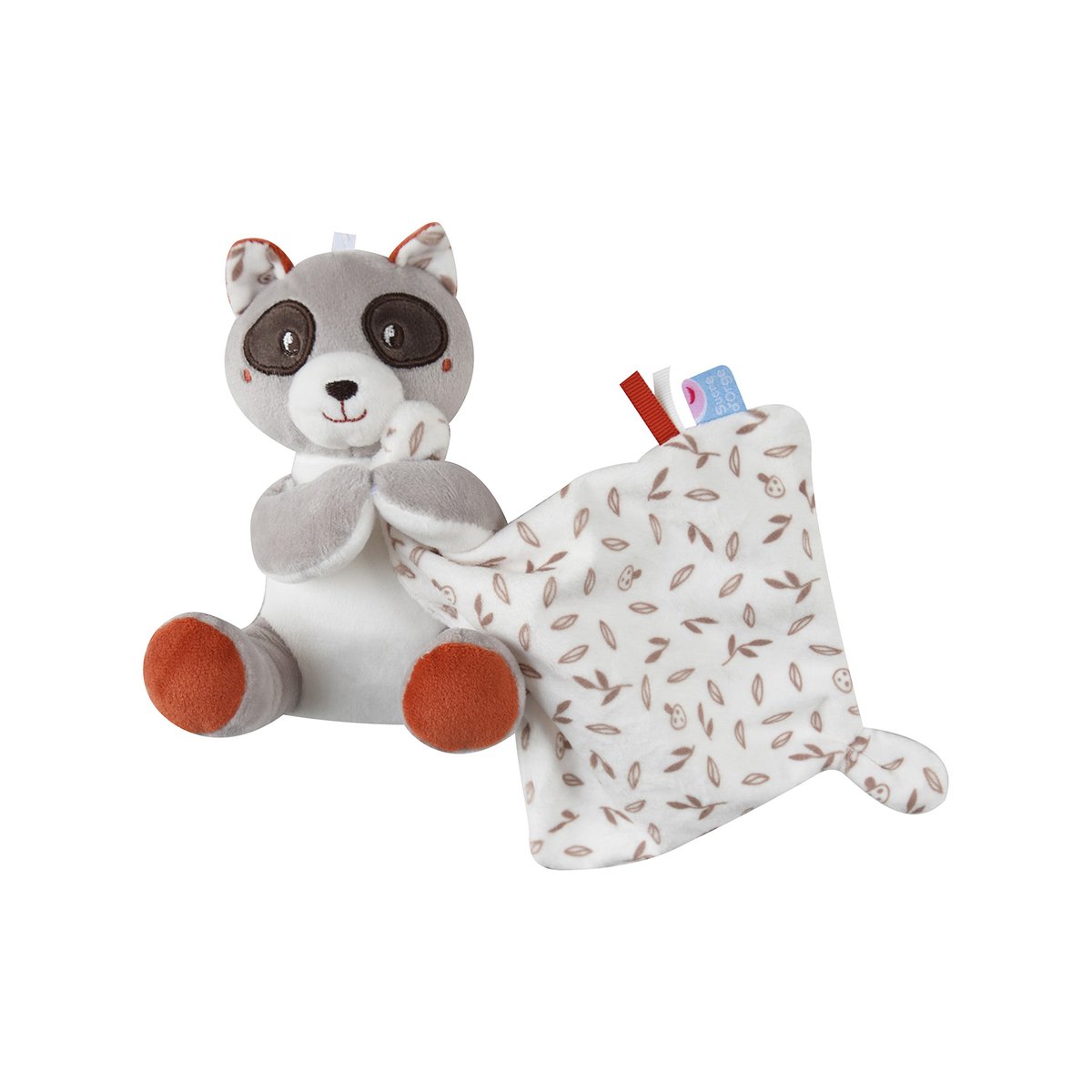 Doudou mouchoir raton laveur velours doux beige, SUCRE D'ORGE