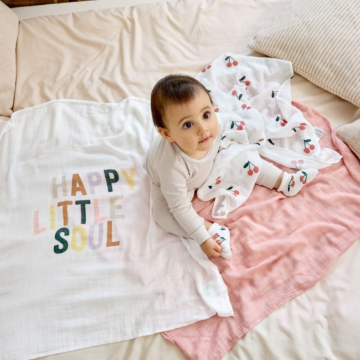 Lot de 3 langes blanc, rose, rouge, LASSIG