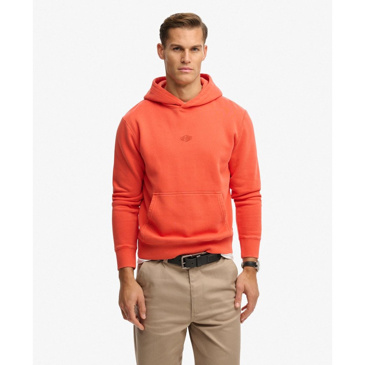 Sweat à capuche Micro Logo Coupe Décontractée orange vif, SUPERDRY