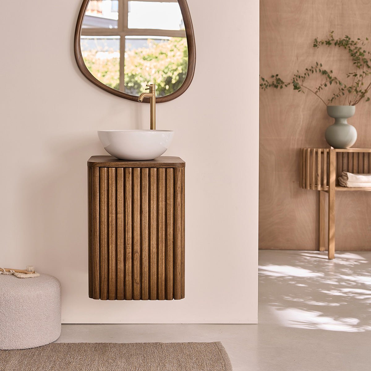 Lave main en bois massif 40 cm TRINIDAD marron, BERAH GETAH