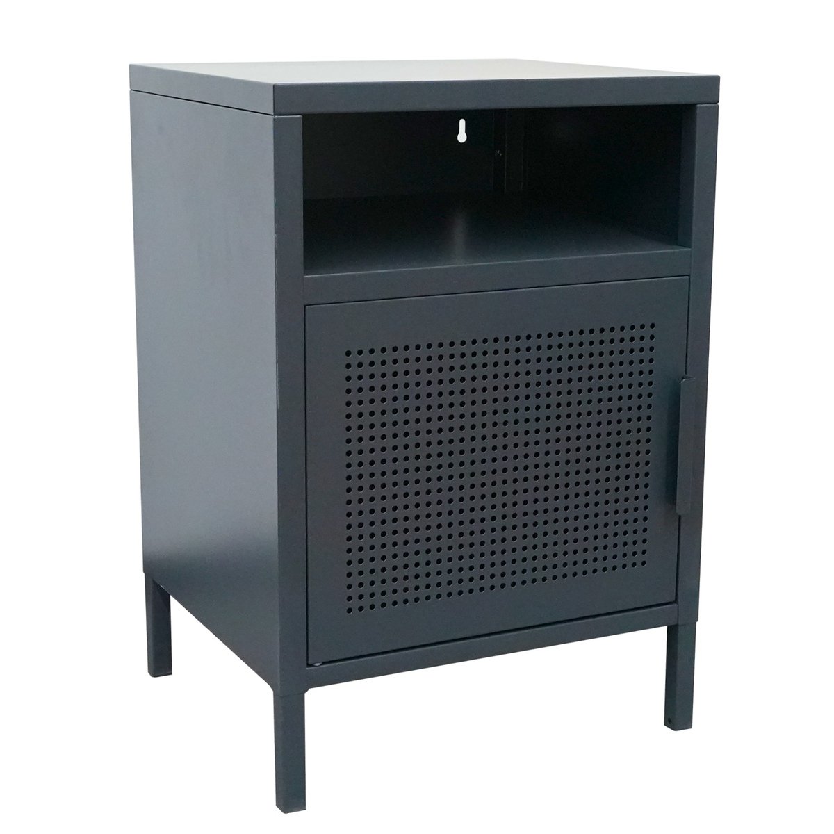 Table de chevet 1 porte, métal, BODEN bleu, NORDLYS