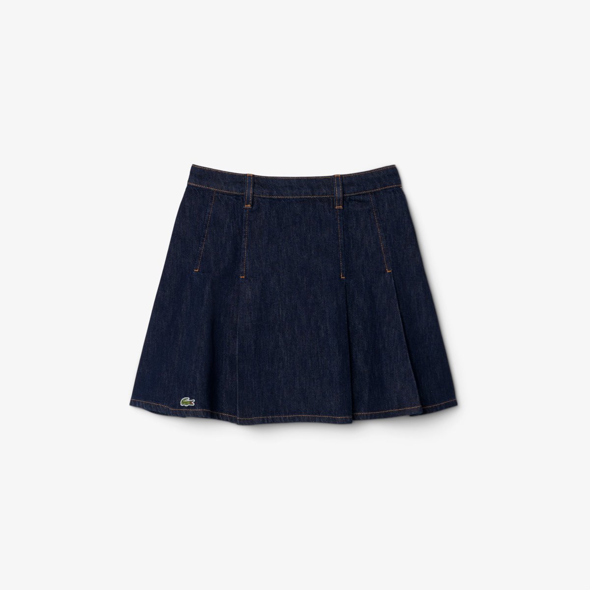 Jupe plissée courte denim bleu-rne, LACOSTE