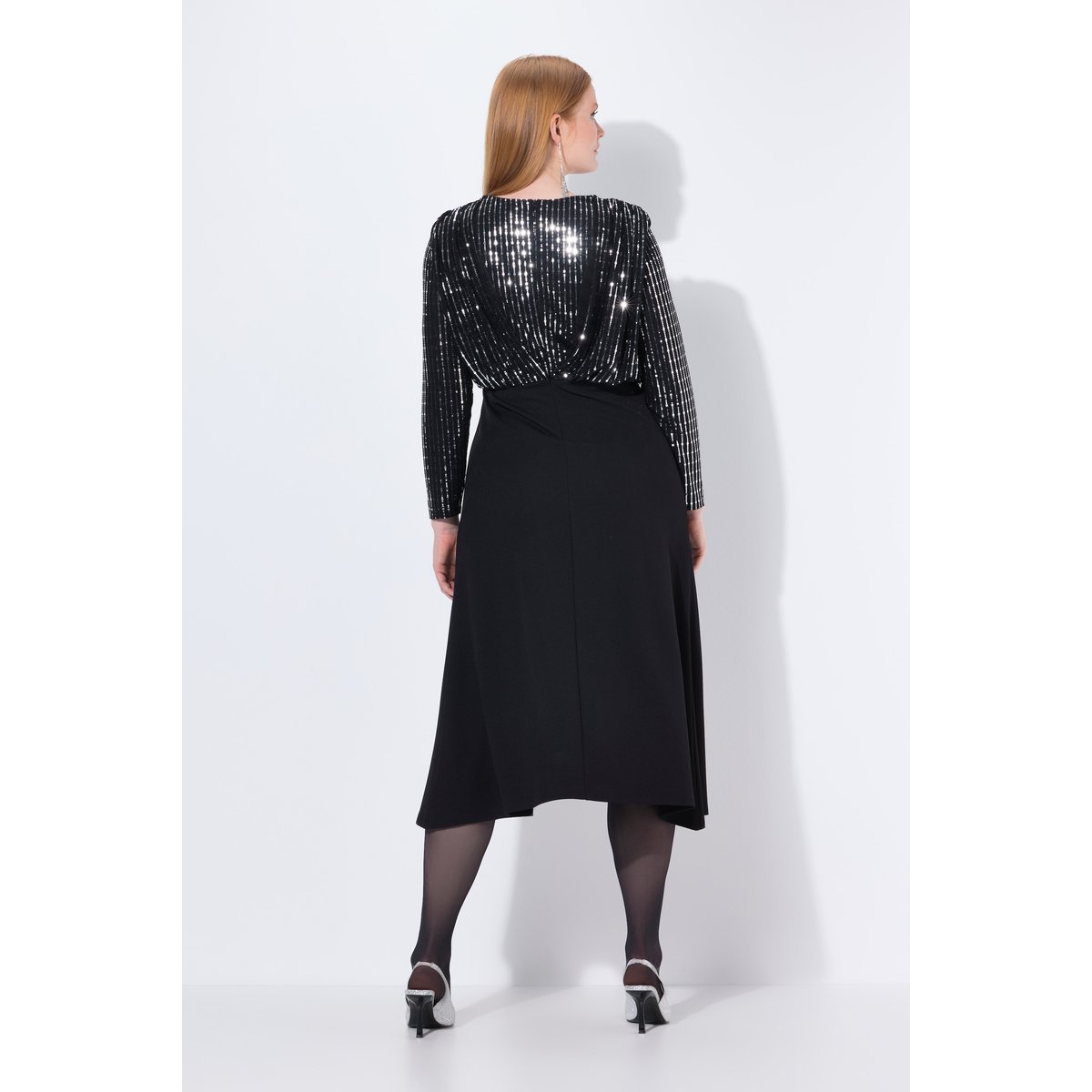Robe maxi bodycon, en jersey scintillant noir, ULLA POPKEN