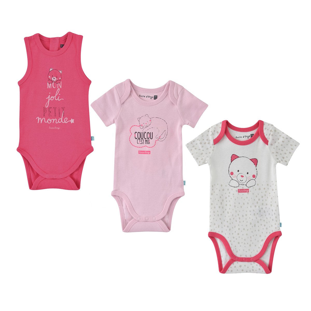 Lot 3 body coton bio elma rose, SUCRE D'ORGE