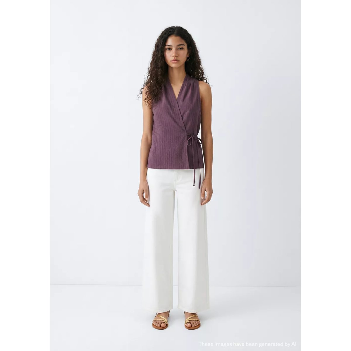 Top col V croisé violet, MANGO TEEN