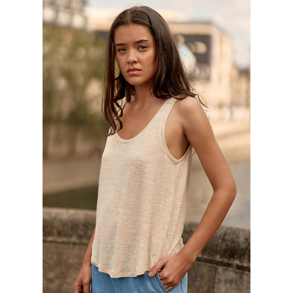 Canotta con scollo rotondo, DIANE beige, LA PETITE ETOILE